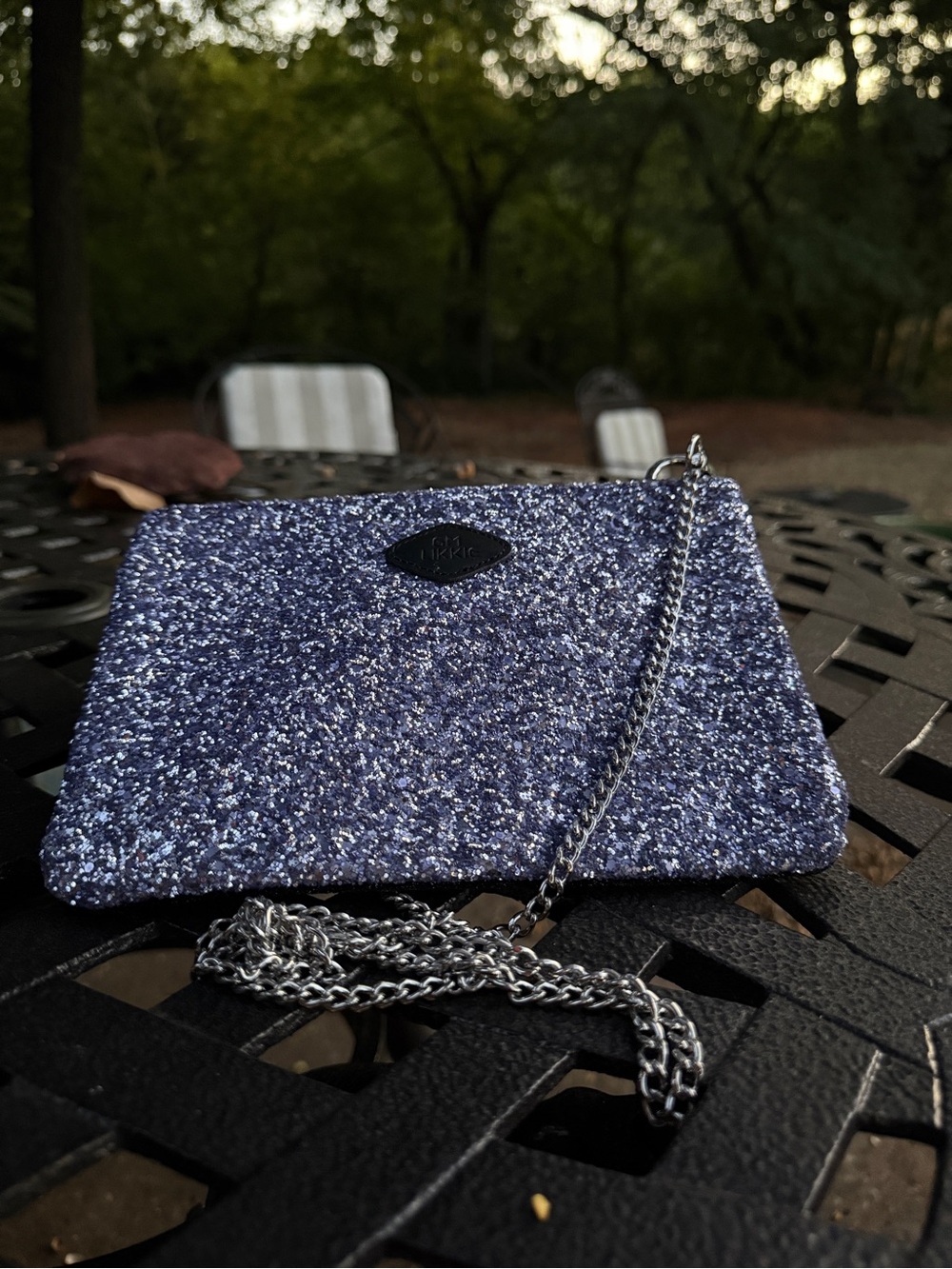 Glitter Chain Crossbody Clutch - Purple Sparkle